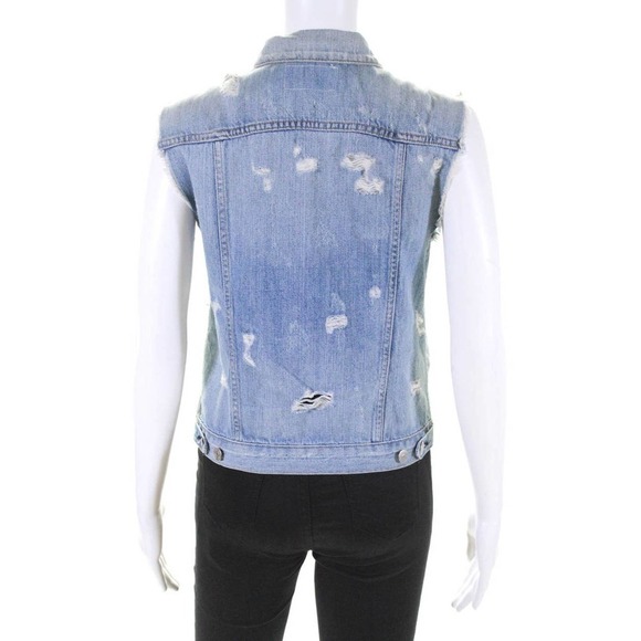 rag & bone Distressed Frayed Denim Vest Light Wash Size S - Picture 5 of 8